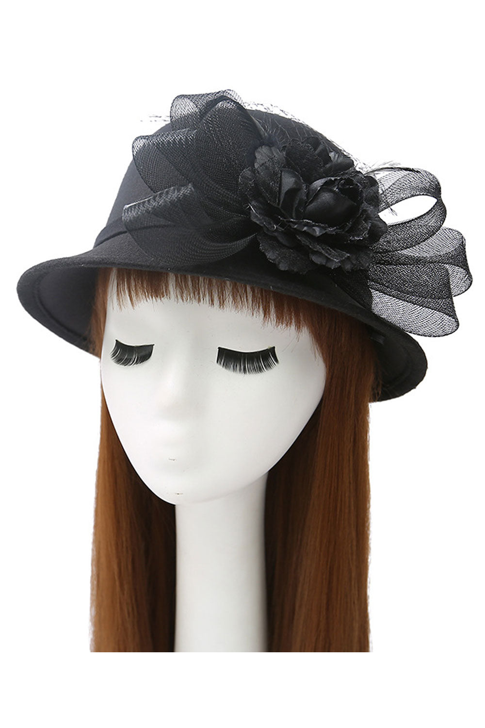 Women Pretty Big Flower Decoration Imitation Wool Beret Hat
