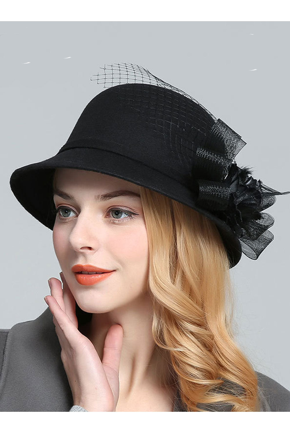 Women Pretty Big Flower Decoration Imitation Wool Beret Hat