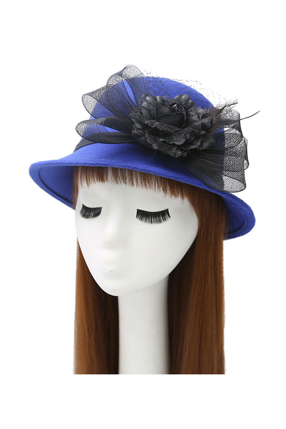 Women Pretty Big Flower Decoration Imitation Wool Beret Hat