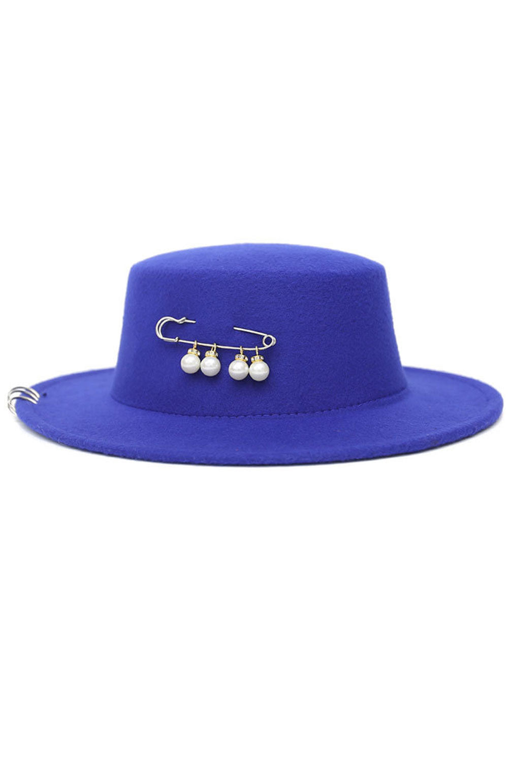 Women Pearl Decorated Flat Top Warm Winter Beret Hat