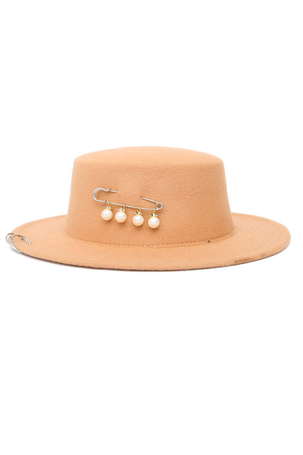 Women Pearl Decorated Flat Top Warm Winter Beret Hat