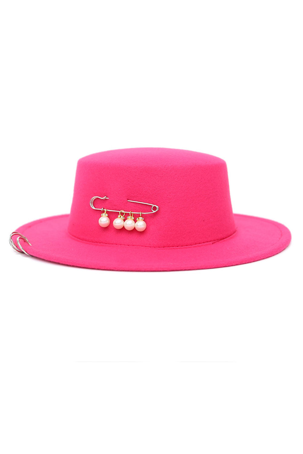 Women Pearl Decorated Flat Top Warm Winter Beret Hat