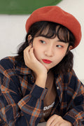Women Cute Pumpkin Style Solid Color Woolen Beret Hat
