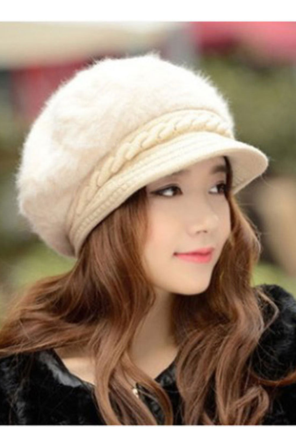 Women Soft Feel Solid Color Warm Beret Hat