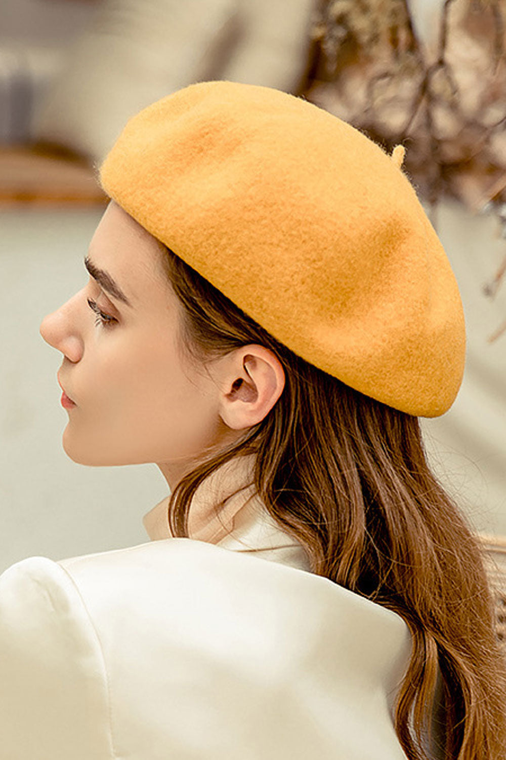 Women Casual Pumpkin Shaped Warm Woolen Beret Hat