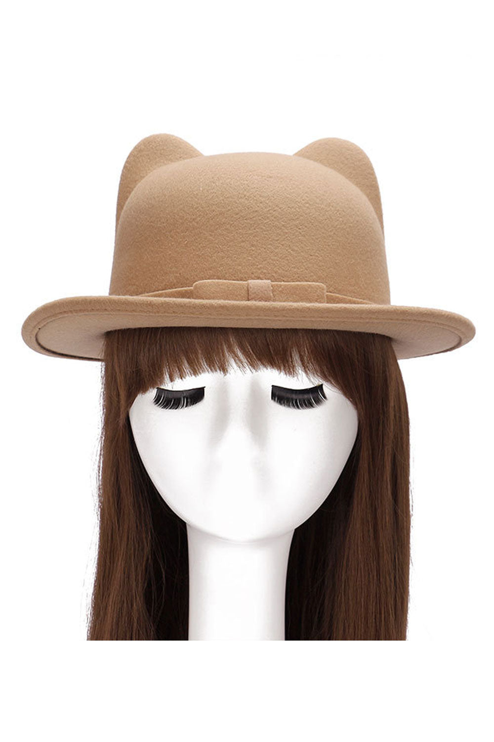 Women Cute Cat Ears Bowknot Warm Winter Beret Hat