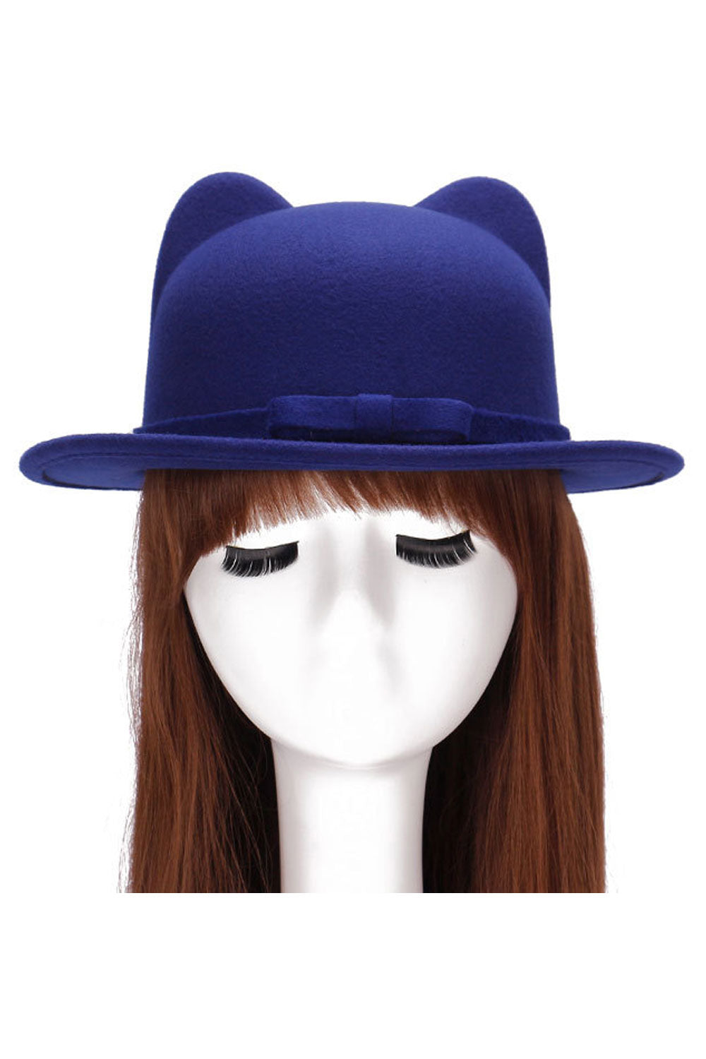 Women Cute Cat Ears Bowknot Warm Winter Beret Hat