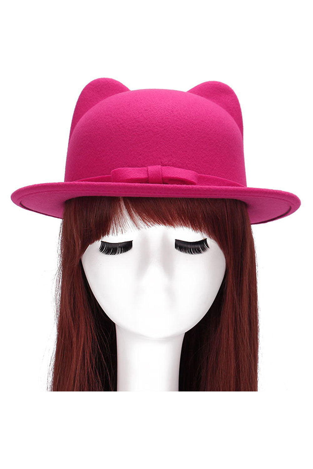 Women Cute Cat Ears Bowknot Warm Winter Beret Hat