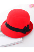 Women Bowknot Decorative Warm Imitation Wool Beret Hat