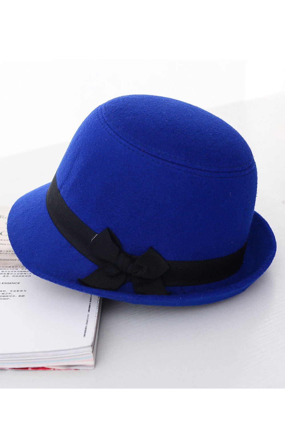 Women Bowknot Decorative Warm Imitation Wool Beret Hat