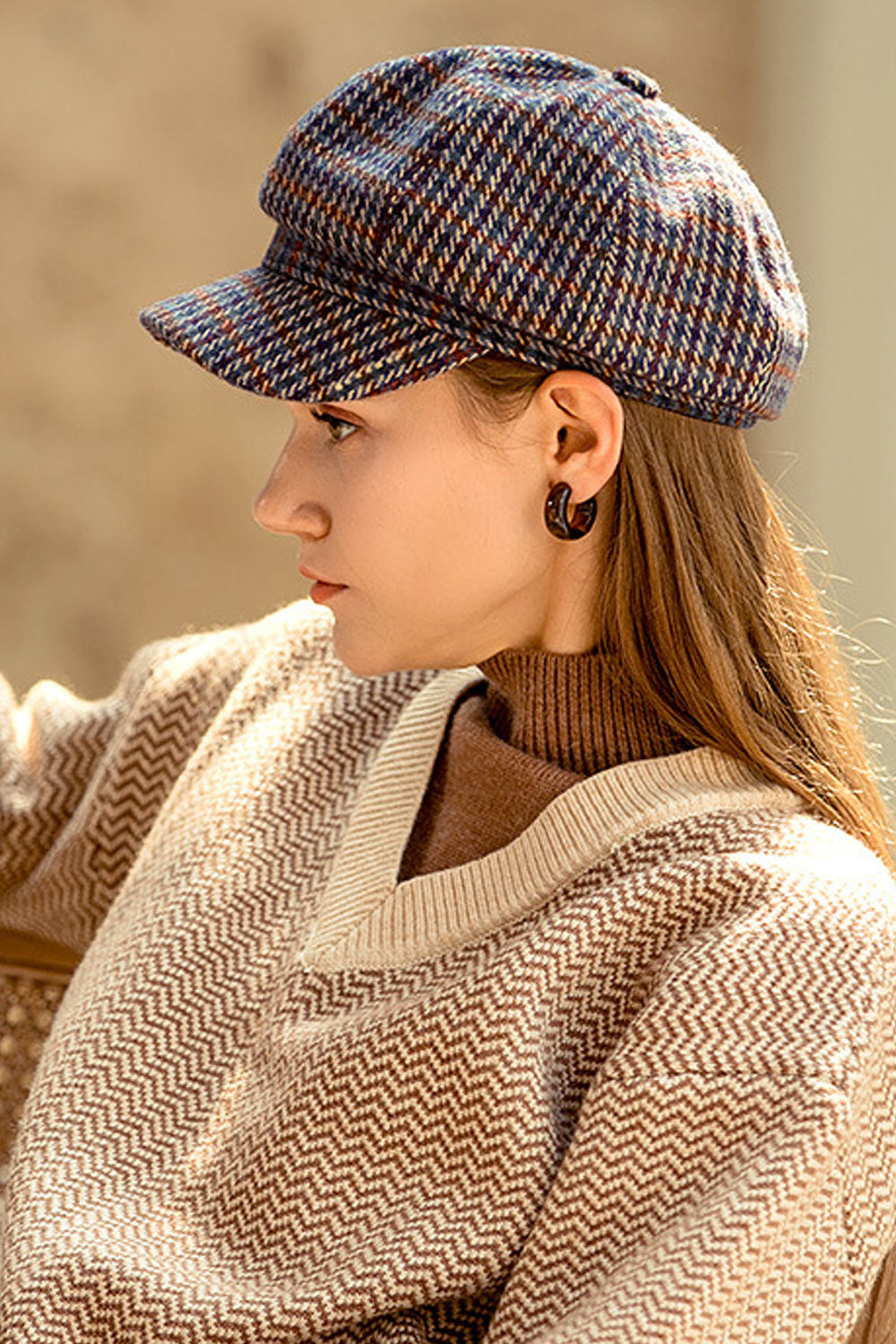 Women Classic Stripes Soft & Warm Winter Beret Hat