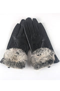 Women Cute Hairball Split Finger Warm Leather Gloves