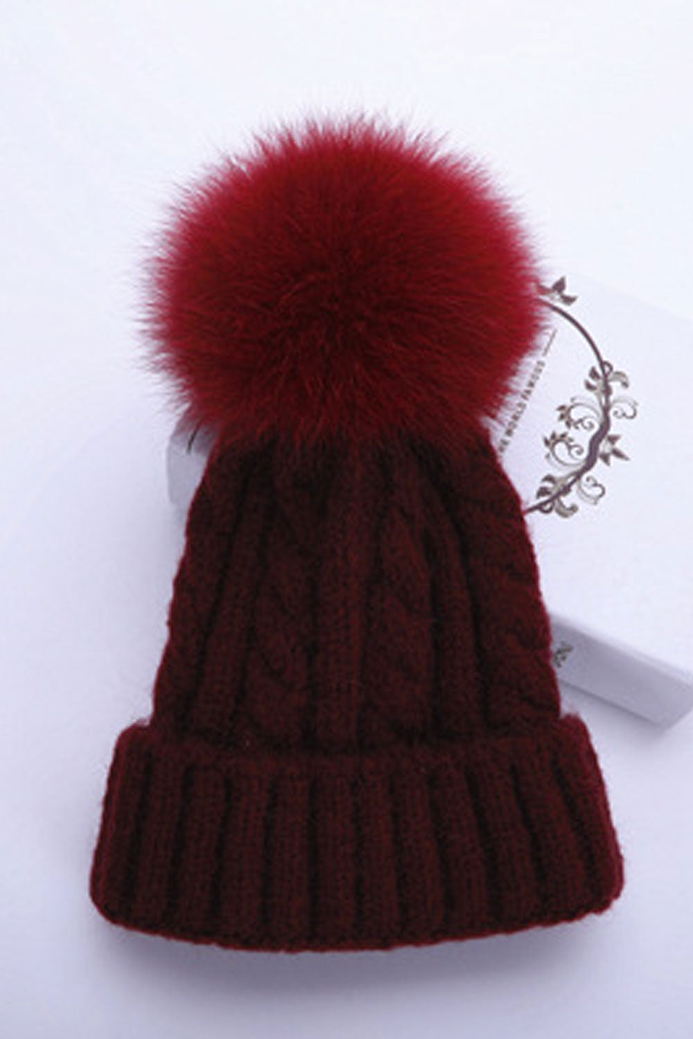 Women Beautiful Hair Ball Decorated Elegant Styled Knitted Hat