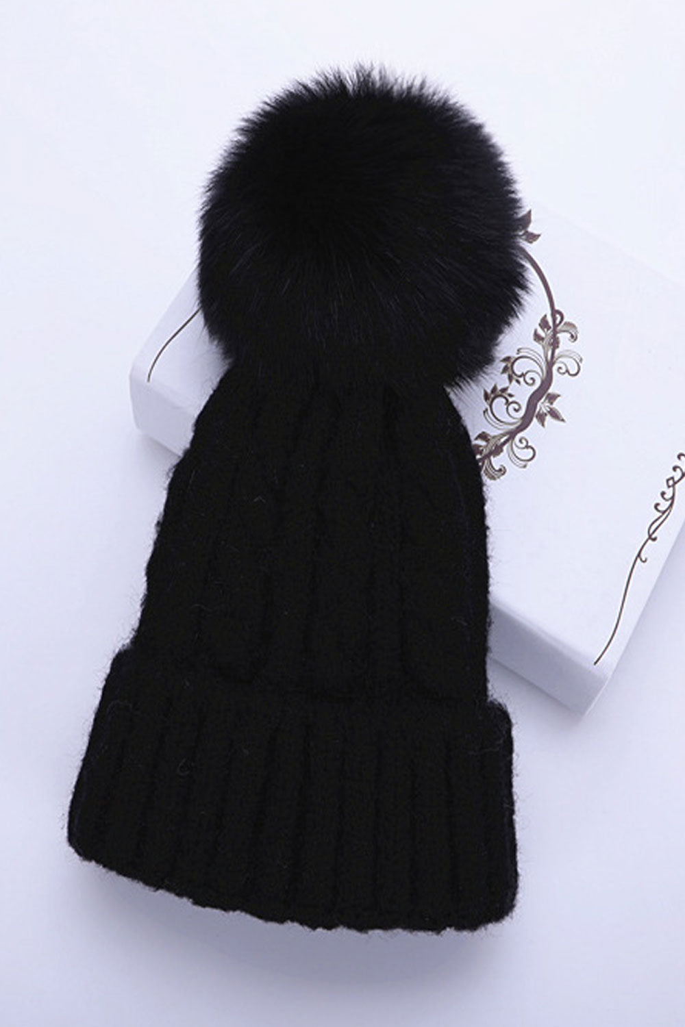 Women Beautiful Hair Ball Decorated Elegant Styled Knitted Hat