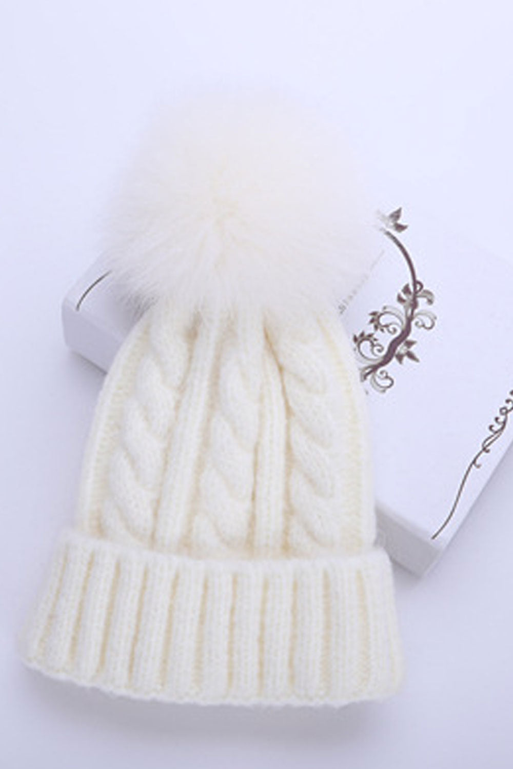 Women Beautiful Hair Ball Decorated Elegant Styled Knitted Hat