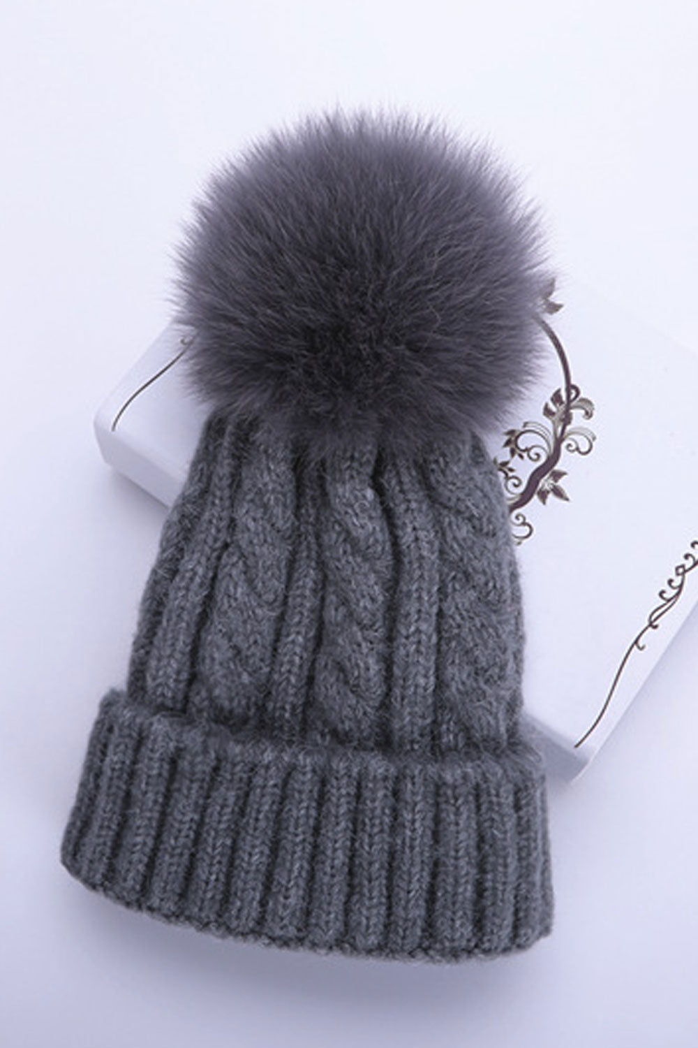 Women Beautiful Hair Ball Decorated Elegant Styled Knitted Hat