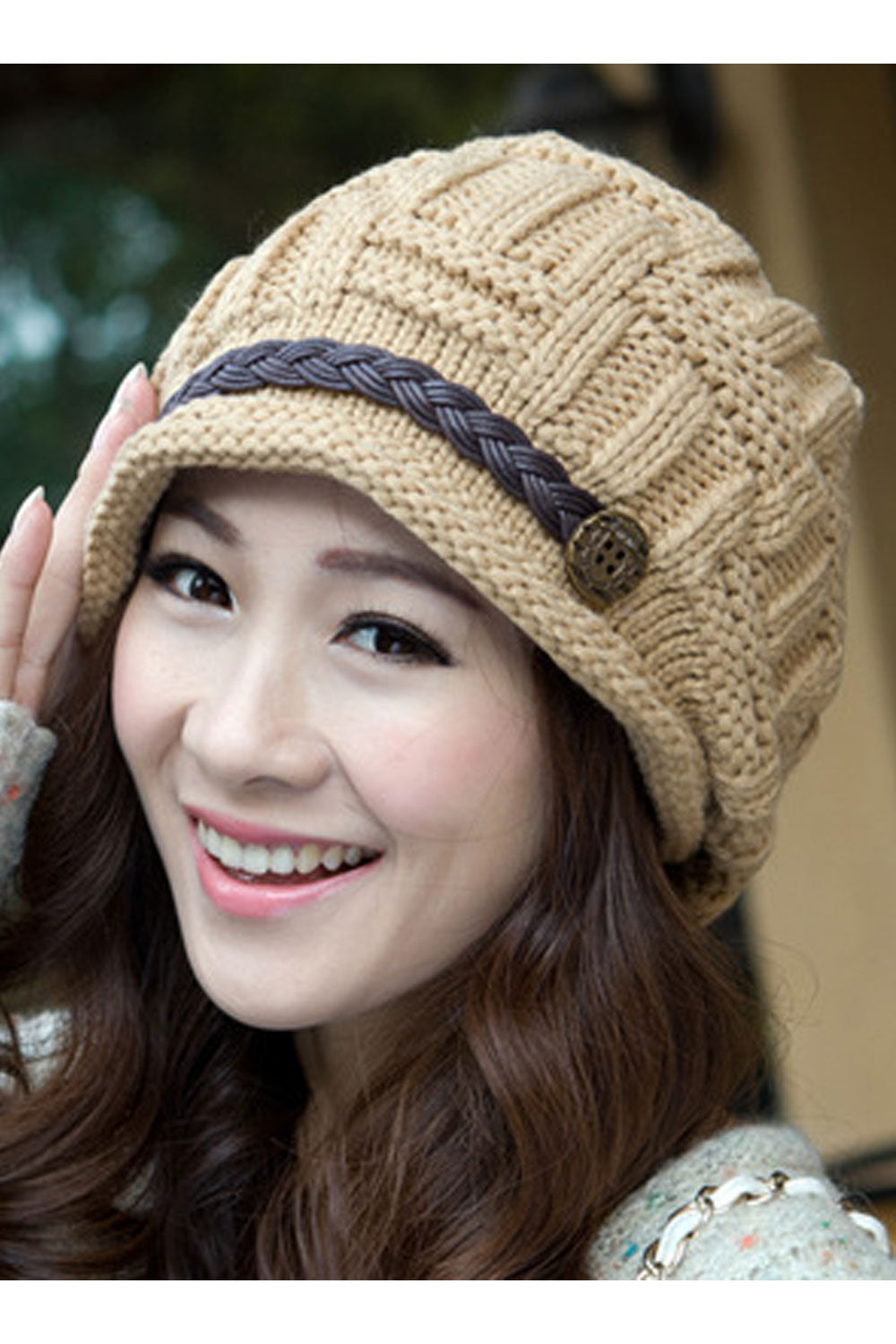 Women Trendy Soft Solid Pattern Lovely Knitted Hat