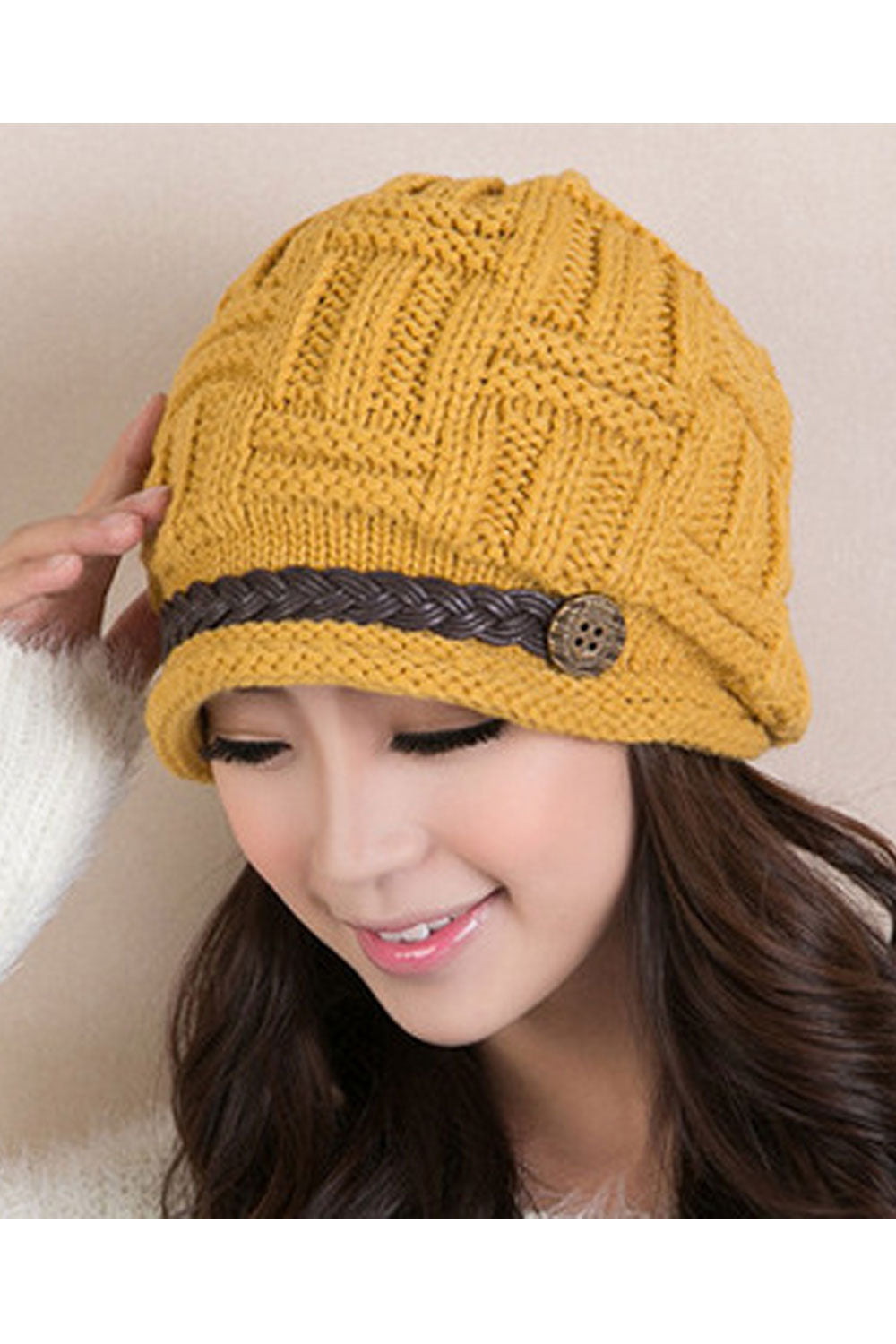 Women Trendy Soft Solid Pattern Lovely Knitted Hat