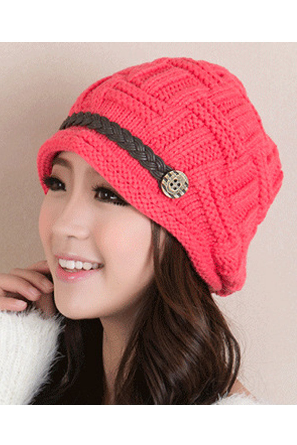 Women Trendy Soft Solid Pattern Lovely Knitted Hat