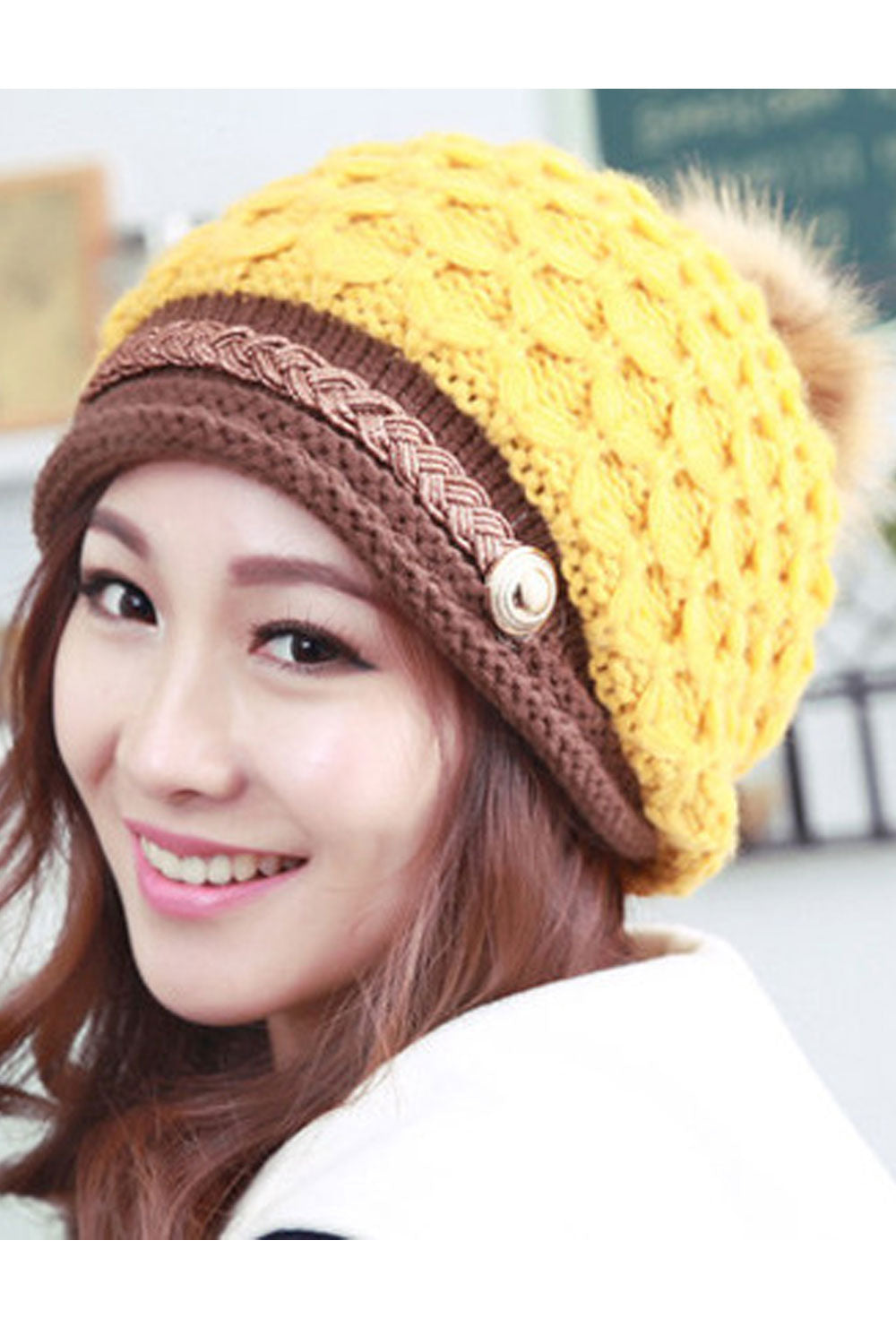 Women Trendy Ear Protection Solid Colored Soft Knitted Hat