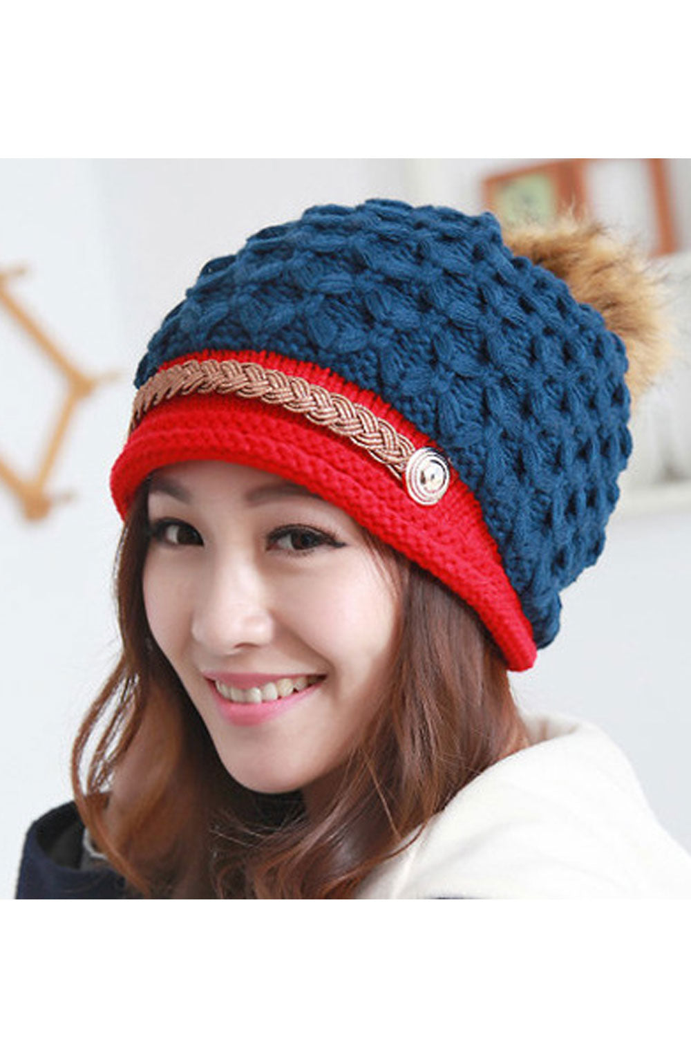 Women Trendy Ear Protection Solid Colored Soft Knitted Hat