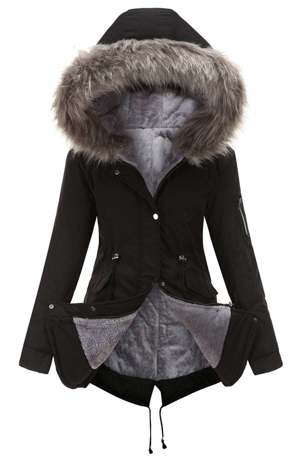 Women Classy Solid Colored Long Sleeve Convenient Hooded Neck Casual Jacket.