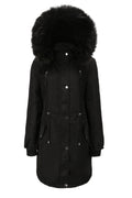 Women Flap Pocket Long Sleeve Snap Button Closure Warm Casual Jacket