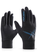 Women Letter Printed Warm Cashmere Coldproof Leather Gloves