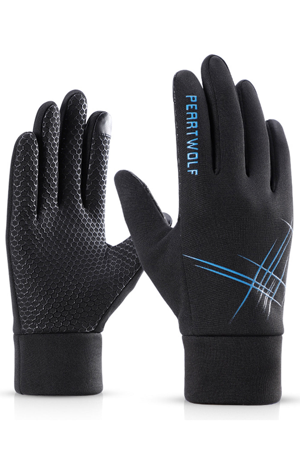 Women Letter Printed Warm Cashmere Coldproof Leather Gloves