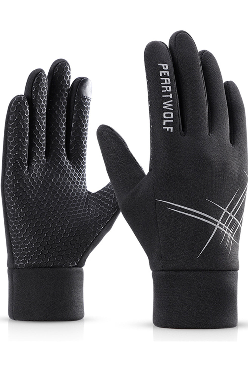 Women Letter Printed Warm Cashmere Coldproof Leather Gloves