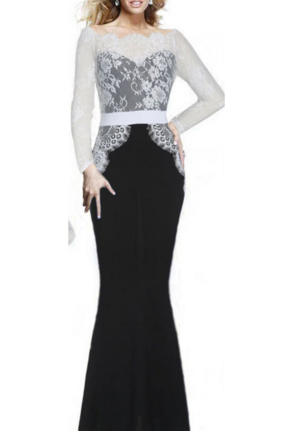 Women's Big Swing Lace Design Fishtail Skirt Style Long Dress