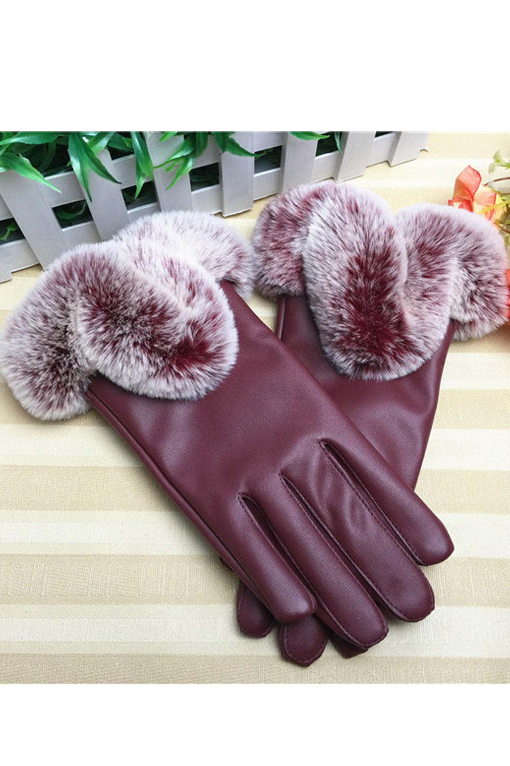 Women Warm Touch Screen Coldproof Hand Protection Leather Gloves