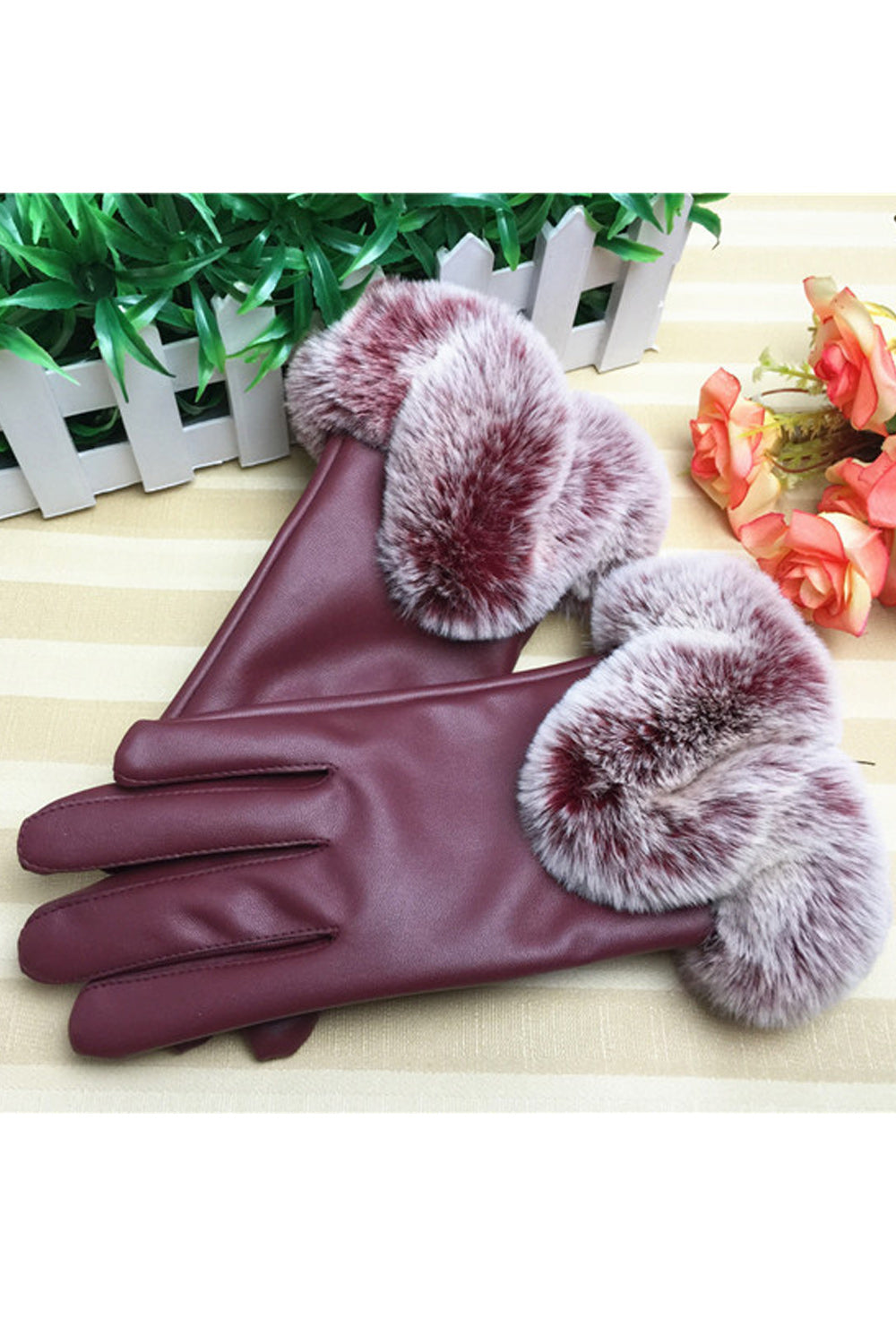 Women Warm Touch Screen Coldproof Hand Protection Leather Gloves