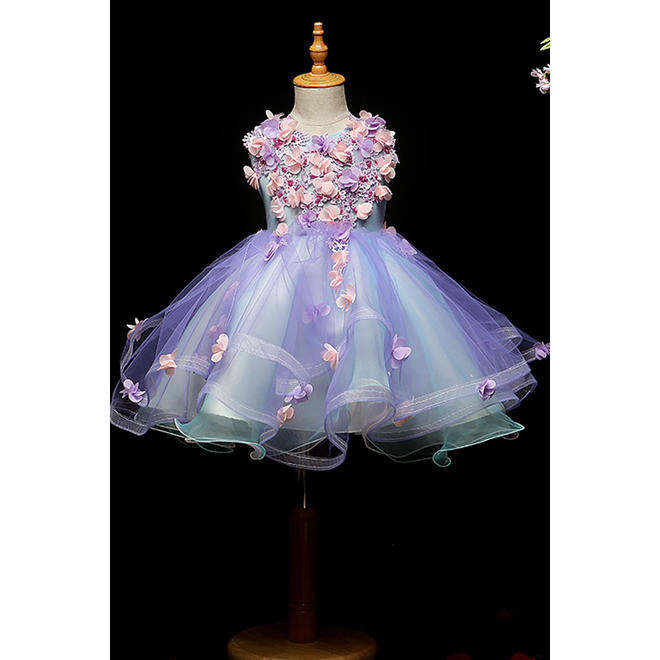 Kids Girls Tiny Flowers Fluffy Skirt Dress