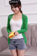 Women Soft & Thin Long Sleeve Magnificent Solid Colored Summer Front Open Casual Shirt