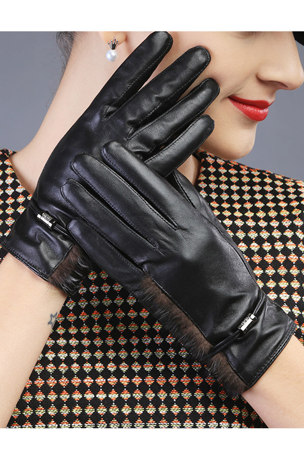 Women Winter Hand Protection Coldproof Leather Gloves