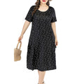 Women Dot Printed Short Sleeve Round Neck Dress