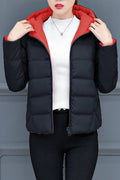 Women Easy Zipper Closure Long Sleeve Hood Style Soft Padded Jacket
