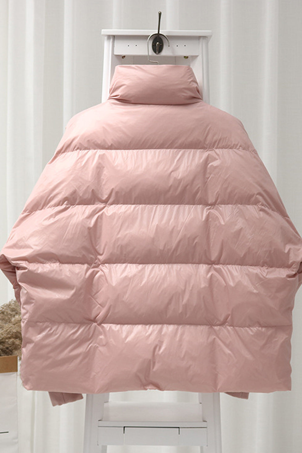 Women Ribbed Cuff Loose Style Solid Colored Stand Collar Padded Jacket