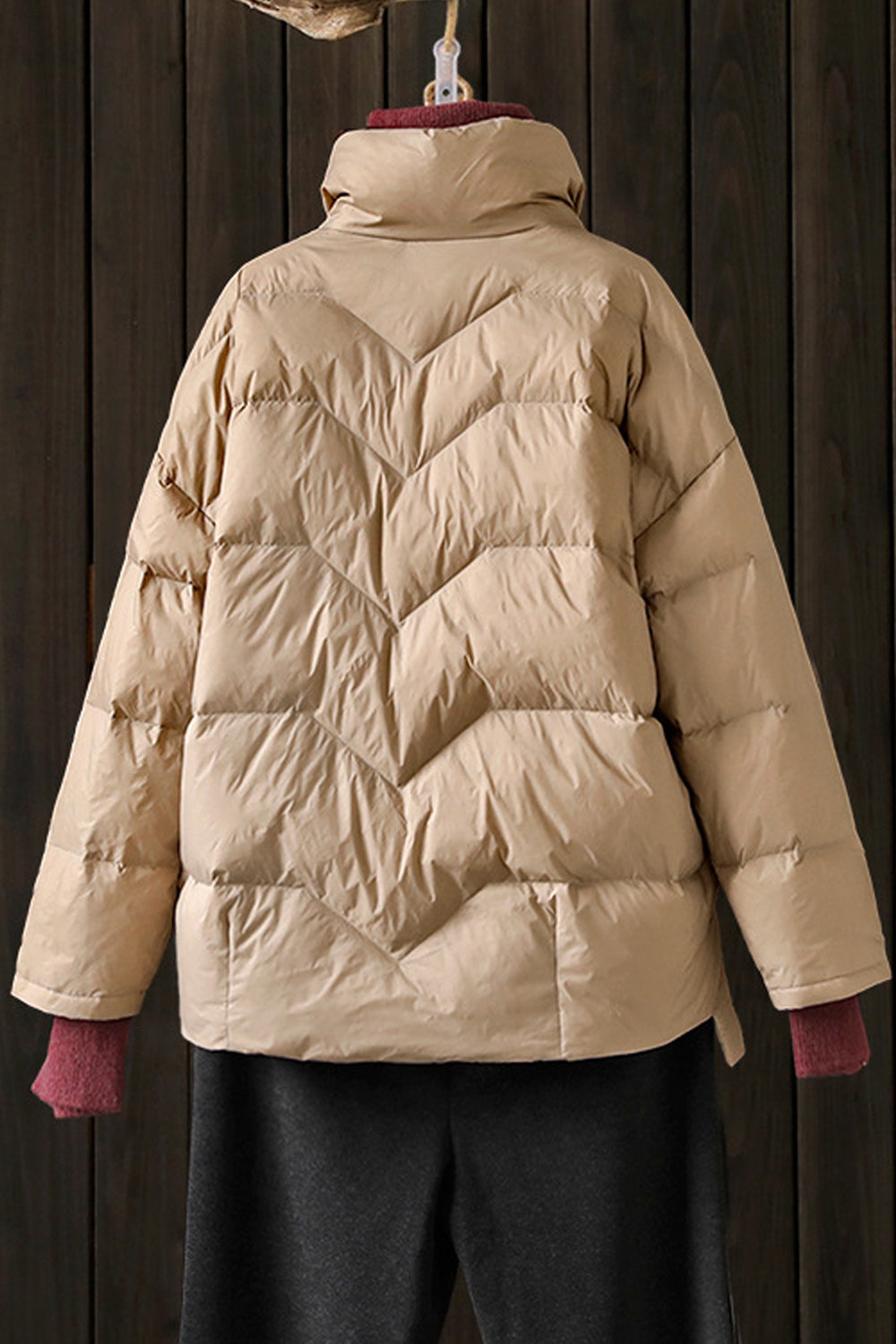 Women Solid Colored Flap Pockets Long Sleeve Cozy Padded Jacket
