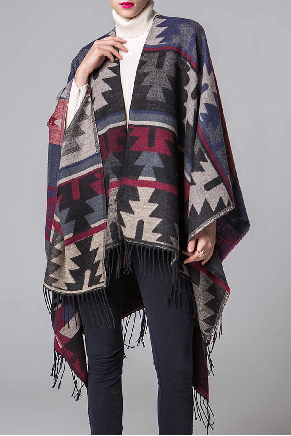 Women Beautiful Tassel Hem Printed Pattern Warm Shawl