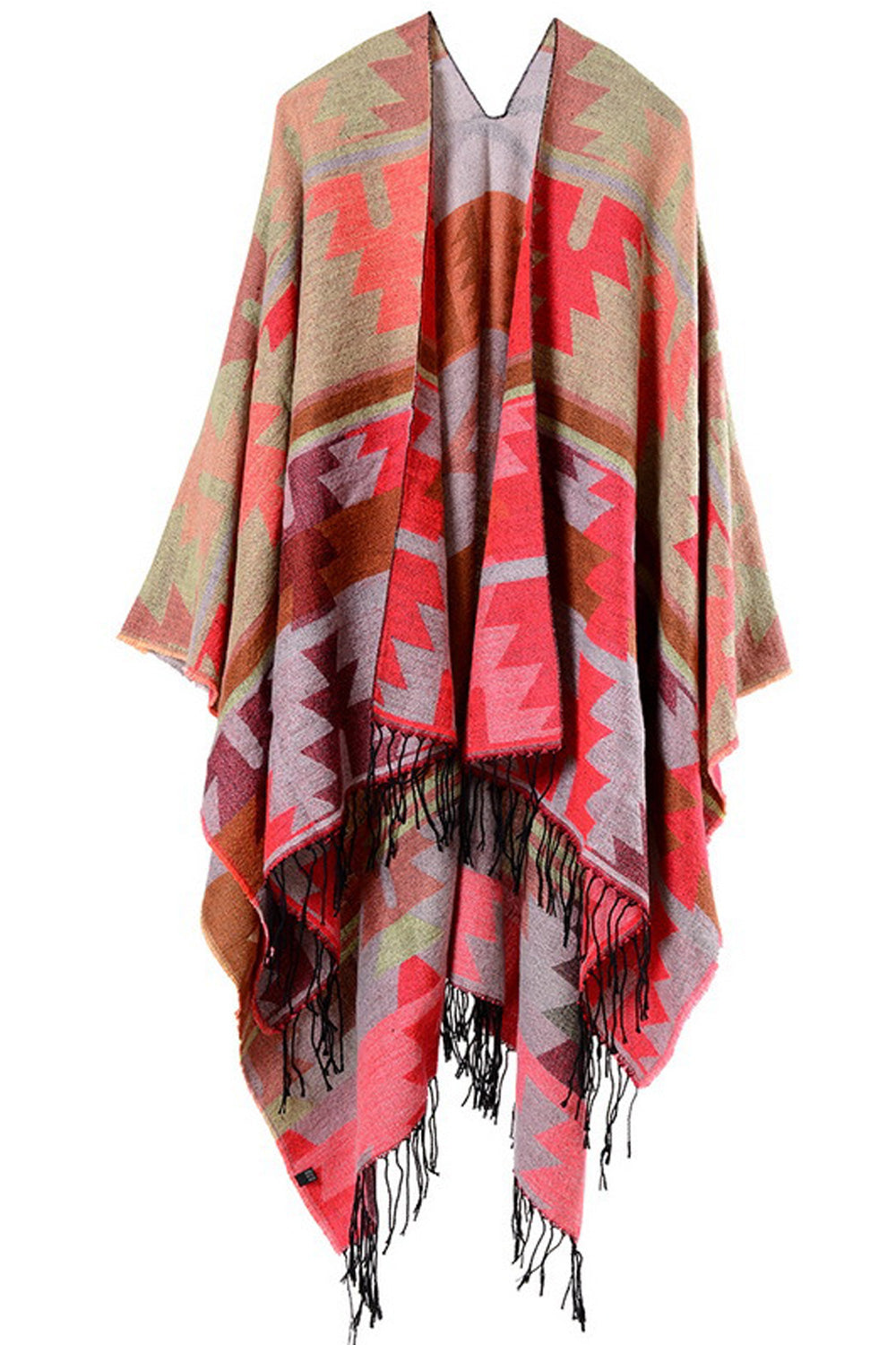 Women Beautiful Tassel Hem Printed Pattern Warm Shawl