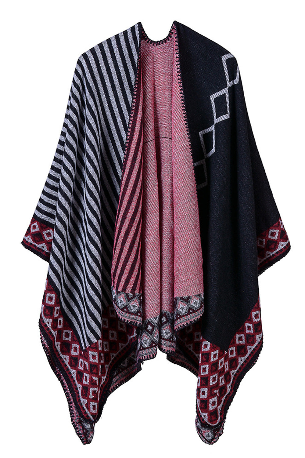 Women Striped Pattern Classy Comfortable Soft Winter Casual Shawl