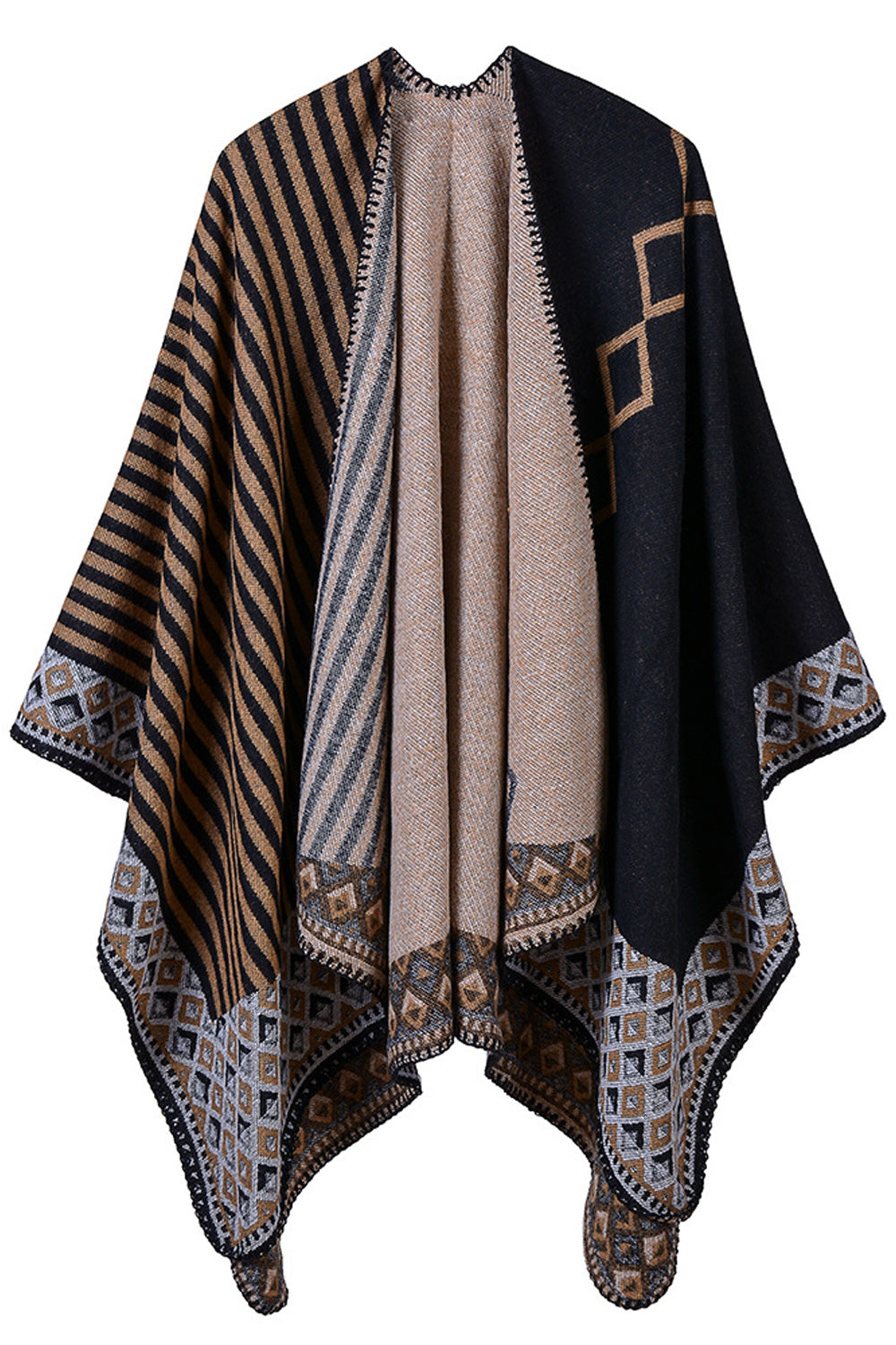 Women Striped Pattern Classy Comfortable Soft Winter Casual Shawl