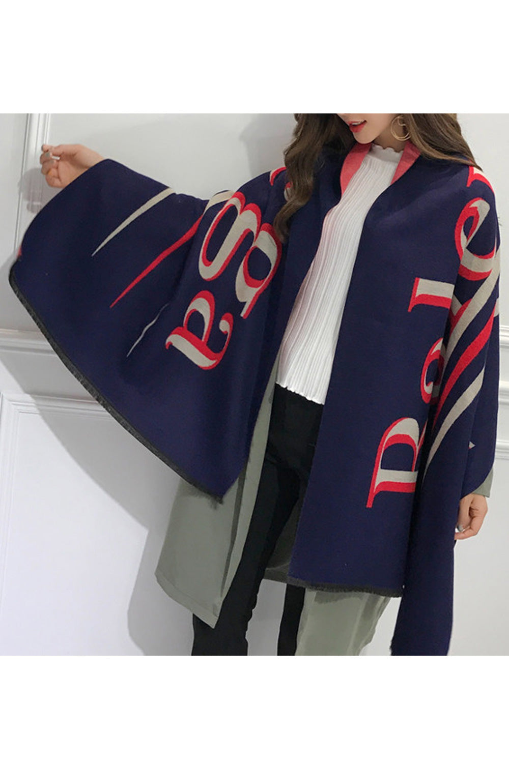 Women Elegant Styled Letter Printed Warm Lightweight Shawl