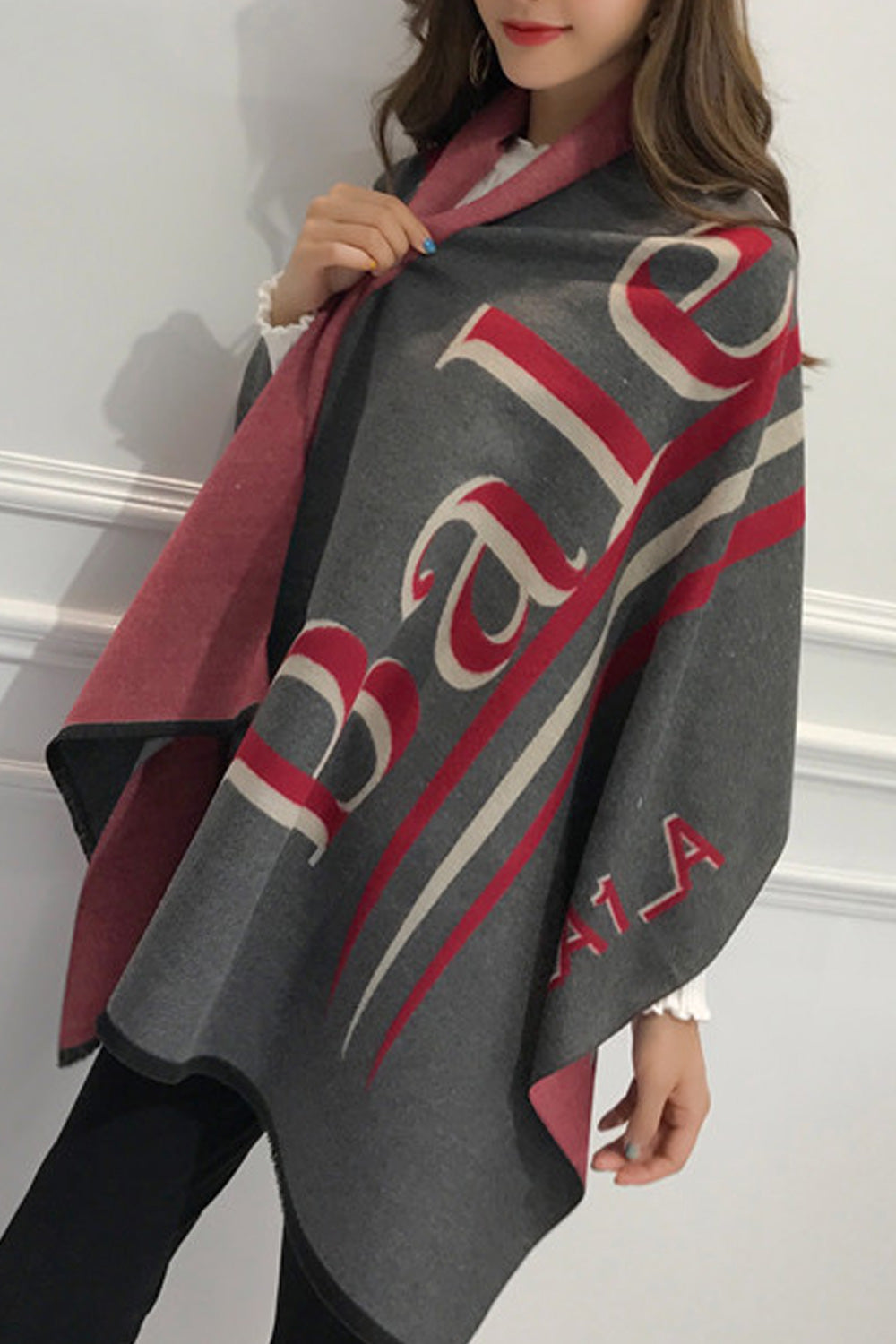 Women Elegant Styled Letter Printed Warm Lightweight Shawl