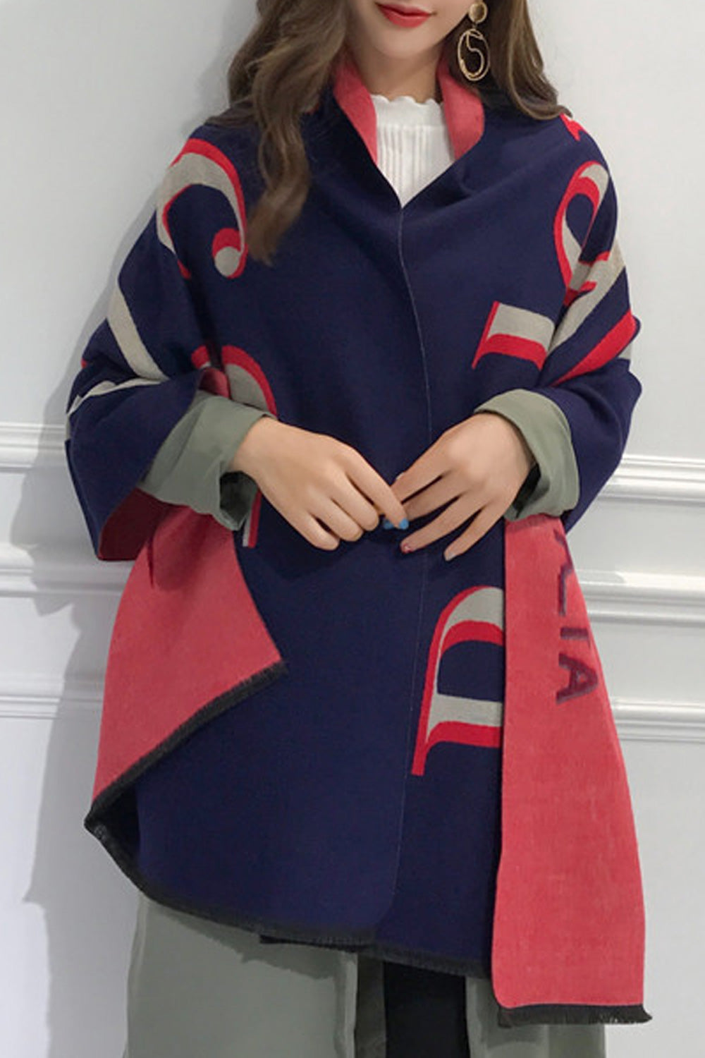 Women Elegant Styled Letter Printed Warm Lightweight Shawl