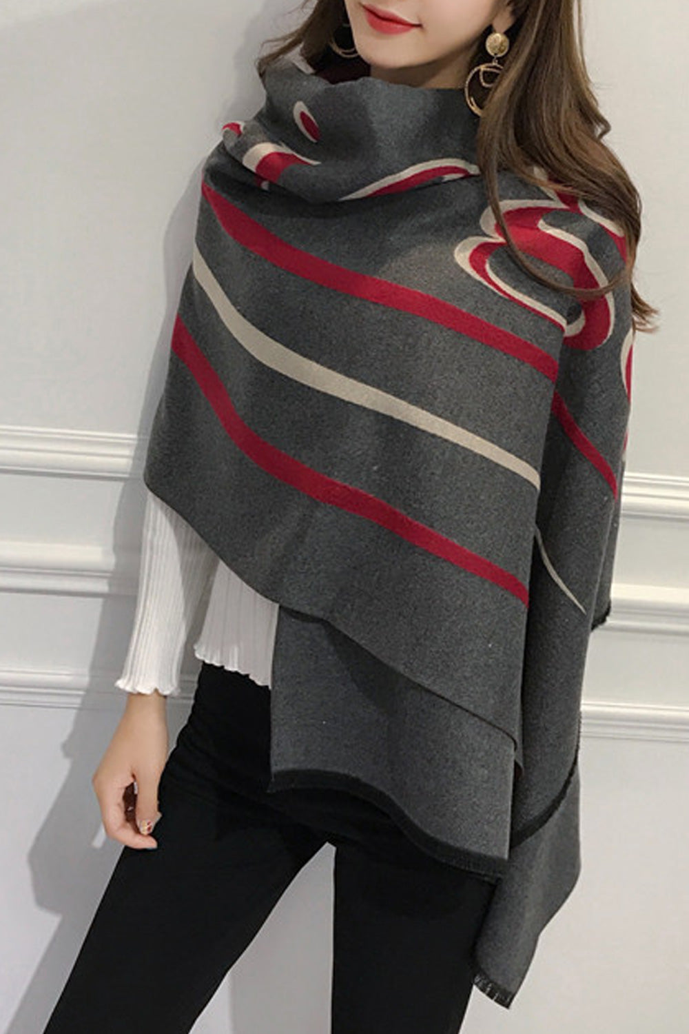 Women Elegant Styled Letter Printed Warm Lightweight Shawl
