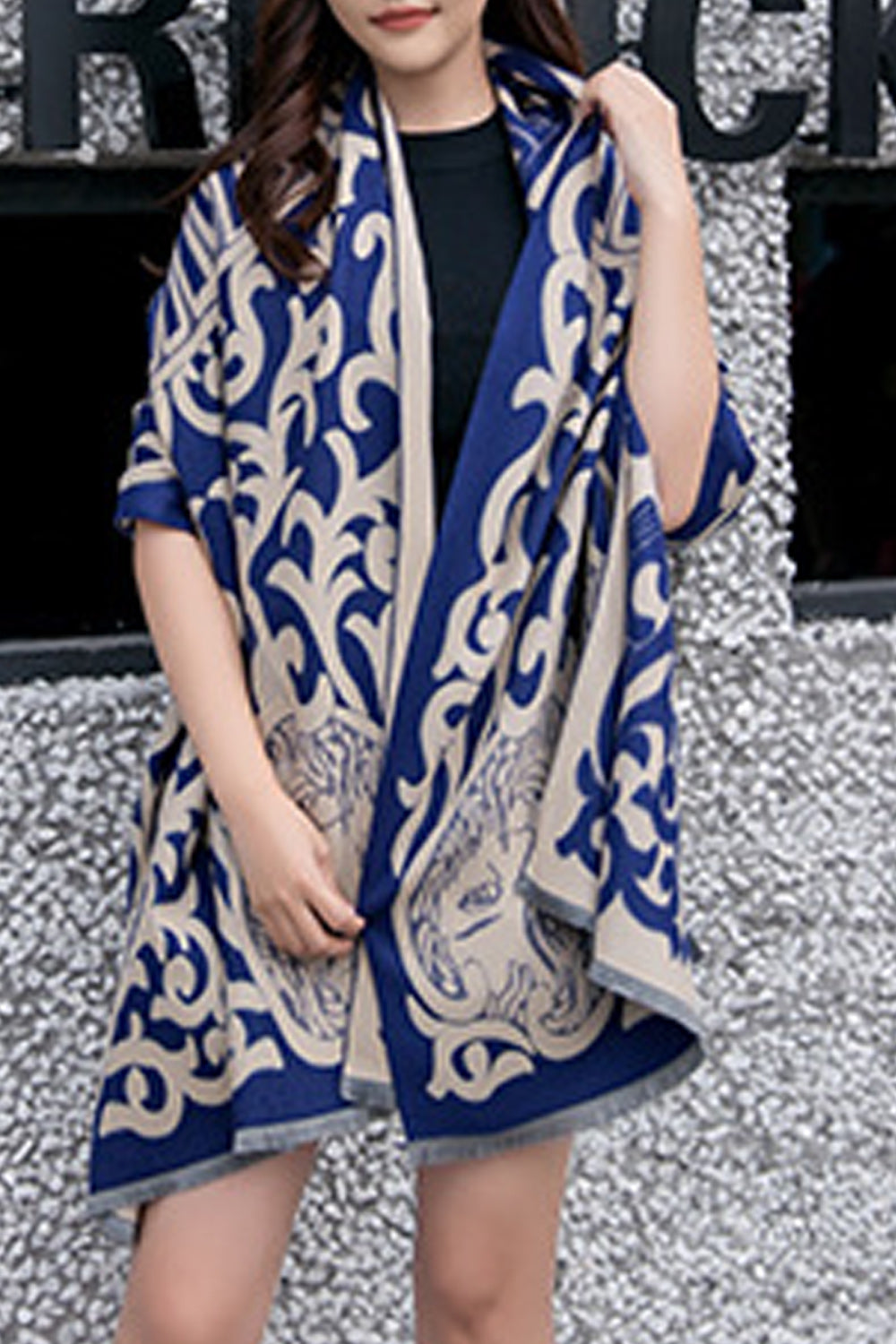 Women Classy Solid Colored Beautiful Printed Pattern Shawl