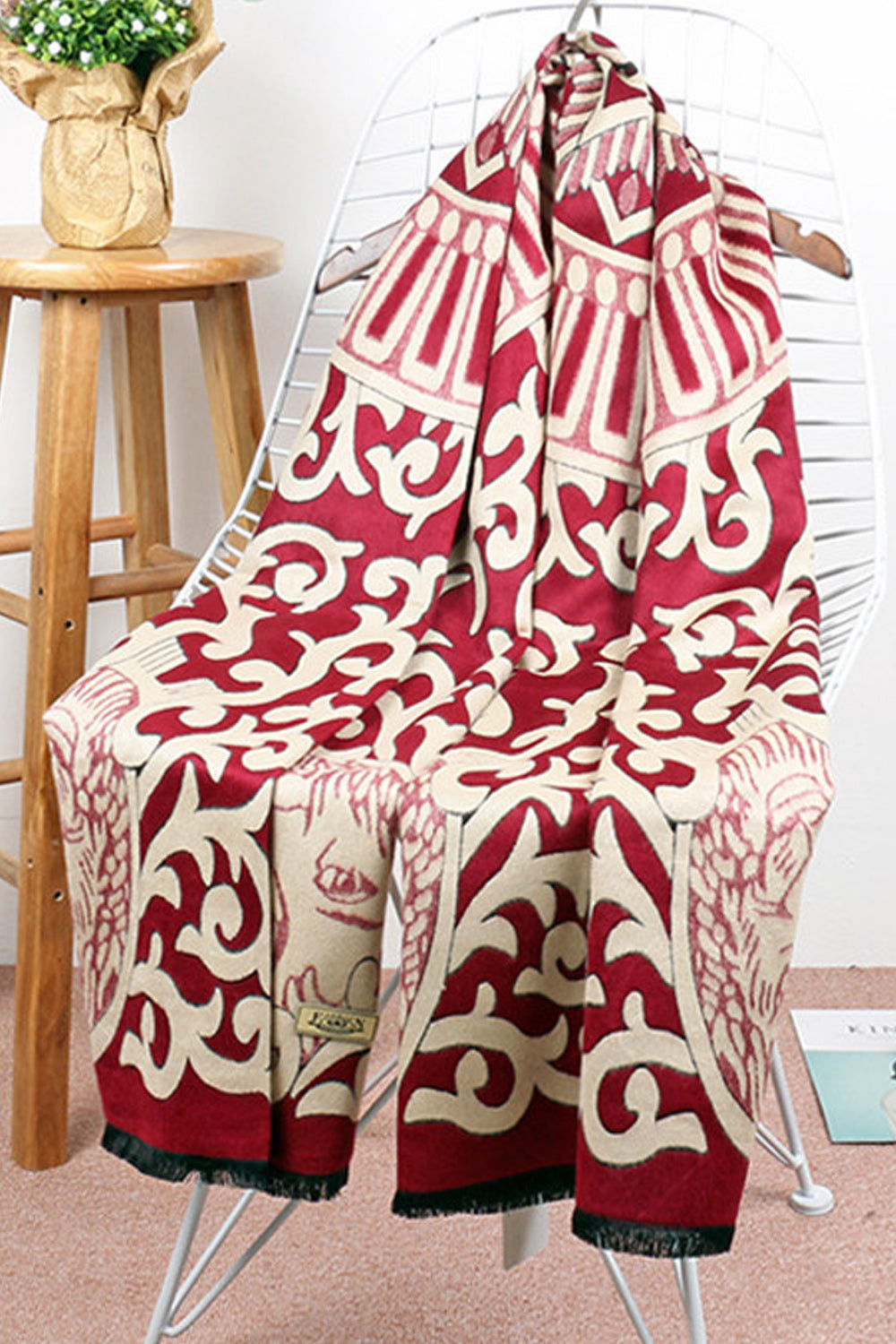 Women Classy Solid Colored Beautiful Printed Pattern Shawl